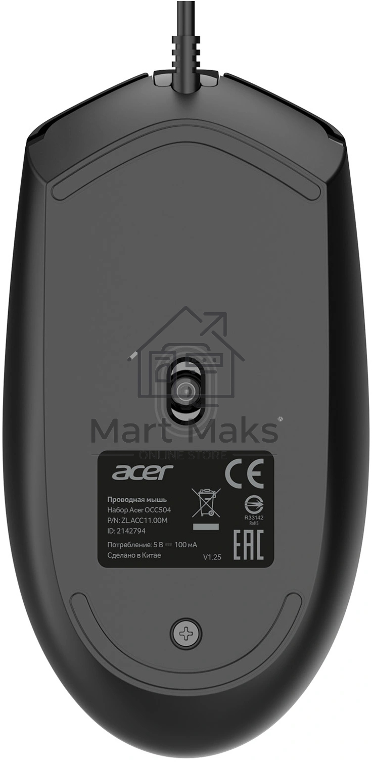 Клавиатура + мышь Acer OCC504 клав:черный мышь:черный USB Multimedia (ZL.ACC11.00M)