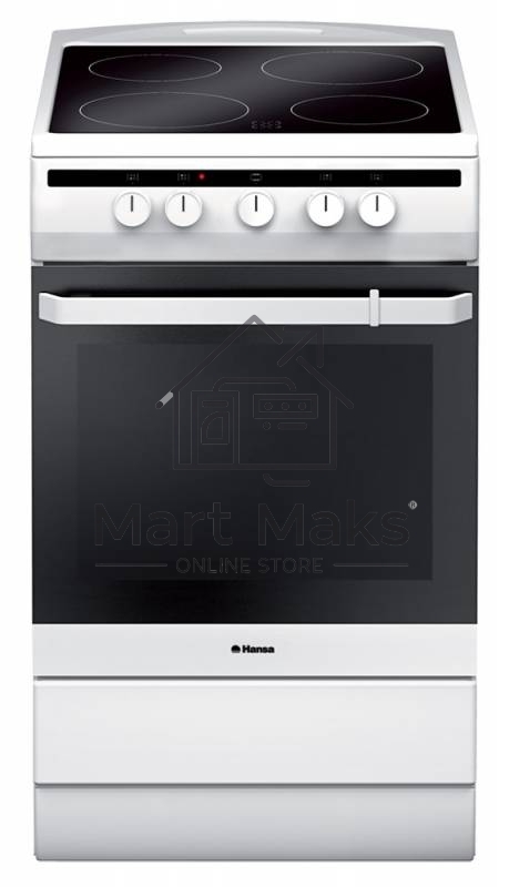 Плита электрическая Hansa FCCW54002 белый, конфорок 4 шт, духовка 68 л, 50 см x 85 см x 60 см