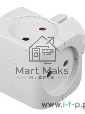 Тройник ЭРА SP-4-W4гнезда без заземления со шторками белый