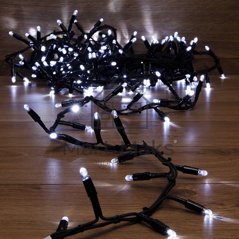 Гирлянда «Кластер» 10 м, 200 LED, черный каучук, IP67, соединяемая, цвет свечения белый NEON-NIGHT