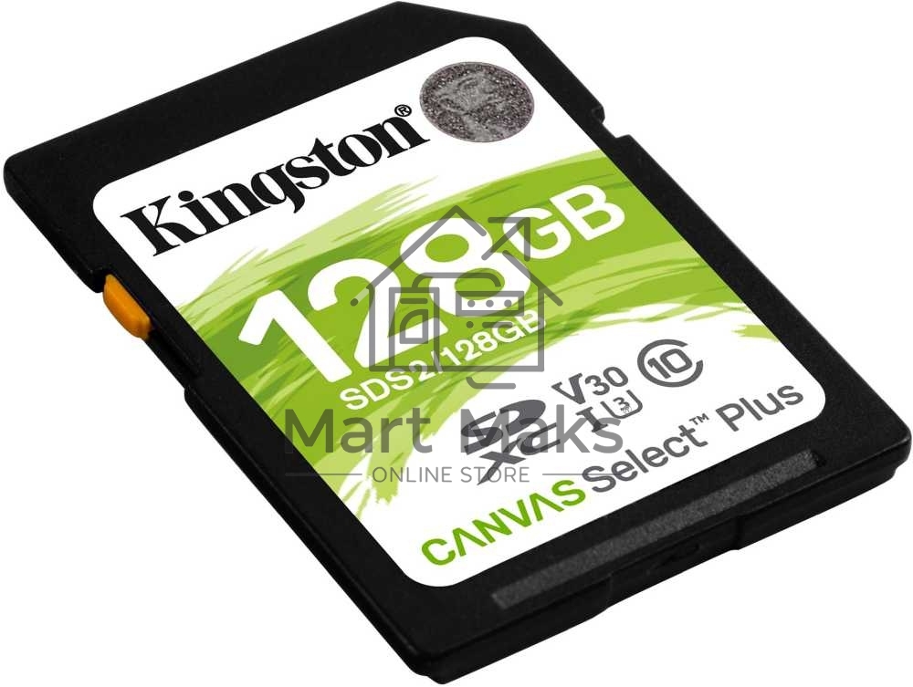 Флеш карта SDHC 128Gb Class10 Kingston <SDS2/128GB>, Canvas Select 100R CL10 UHS-I