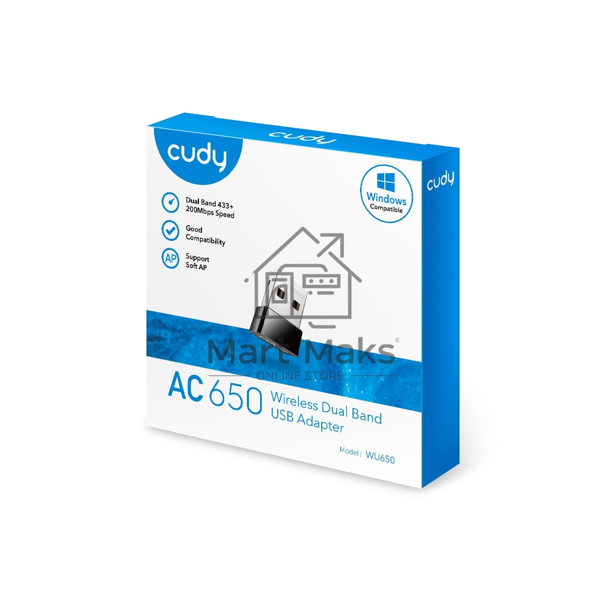 Сетевой адаптер Wi-Fi Cudy WU650 AC650 USB 2.0 (ант.внутр.) 1ант.