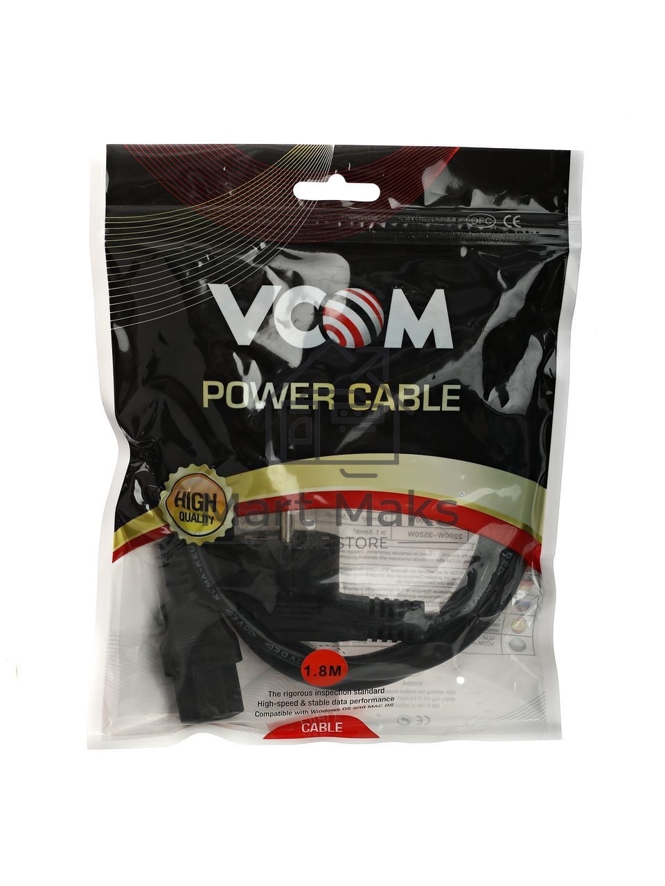 Кабель компьютер-розетка 220V (EURO) <VDE> 3G0,75mm2 VCOM CE021-CU 1,8м
