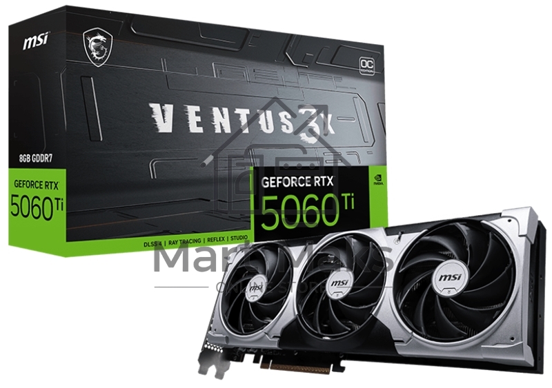 Видеокарта MSI PCI-E 5.0 RTX 5060 Ti 8G VENTUS 3X OC NVIDIA GeForce RTX 5060TI 8Gb 128bit GDDR7 2602/28000 HDMIx1 DPx3 HDCP Ret