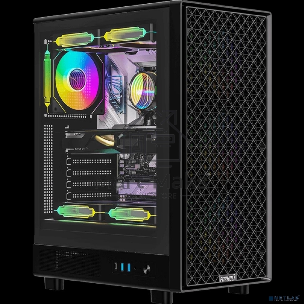 Компьютерный корпус Aerocool/Formula MANA DYNAMIC черный без БП ATX 6x120мм 2xUSB 3.0 1xUSB3.1 audio bott PSU