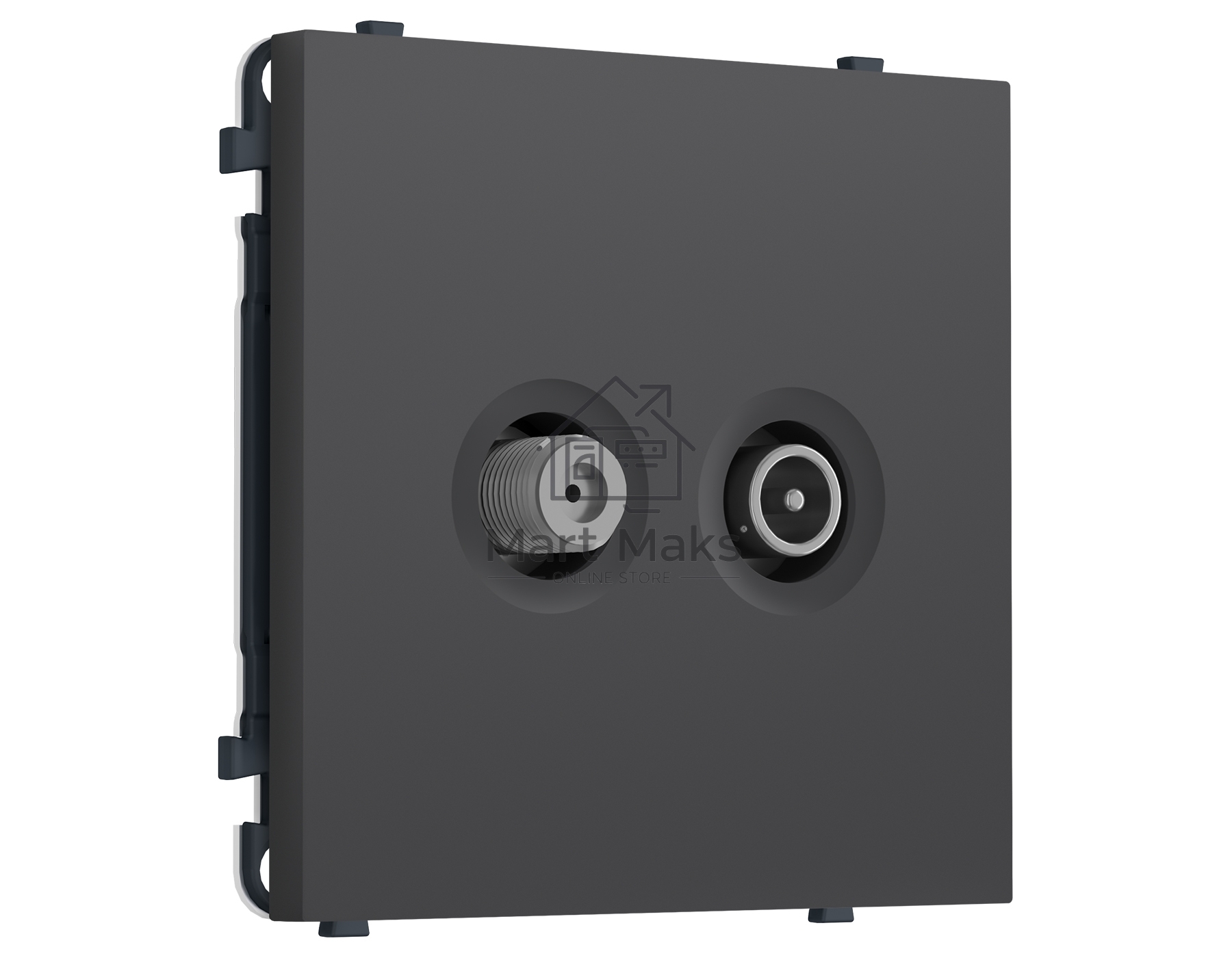 Комплект механизма розетки TV оконечной + SAT SIGMA Графит Мягкое касание 5-862MHz 3.5dB/950-2150MHz 3.8dB QUANT PRO (SP9133, PR217)