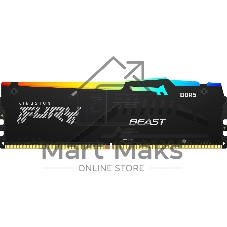 Оперативная память Kingston Fury Beast RGb, DDR5, 32Gb (2x16 Gb), 6000 MHz, CL30, радиатор, RGb, черный