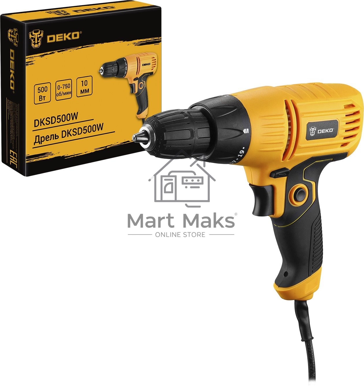 Дрель-шуруповерт Deko DKSD500W, 500Вт, сетевая