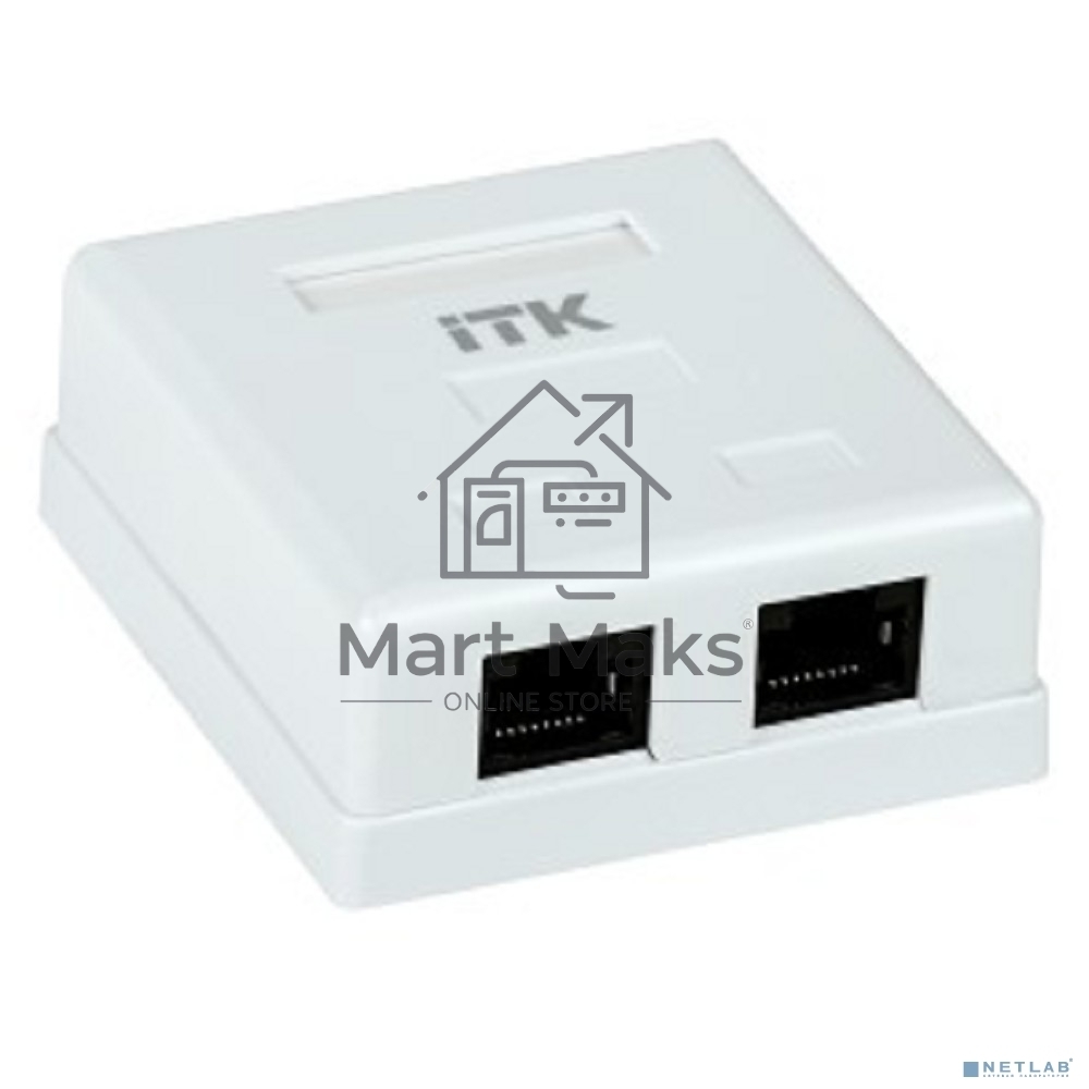 Настенная информационная розетка RJ45 8P8C, кат.5Е UTP, 2-порта, белая 