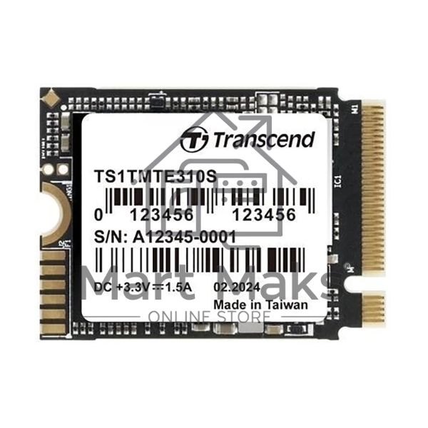 Твердотельный накопитель Transcend SSD MTE310S, 1000GB, M.2(22x30mm), NVMe, PCIe 4x4, 3D TLC, R/W 5000/3500 MB/s, IOPs 330 000/690 000, TBW 600, DWPD 0.33, DRAM-less (5 лет)