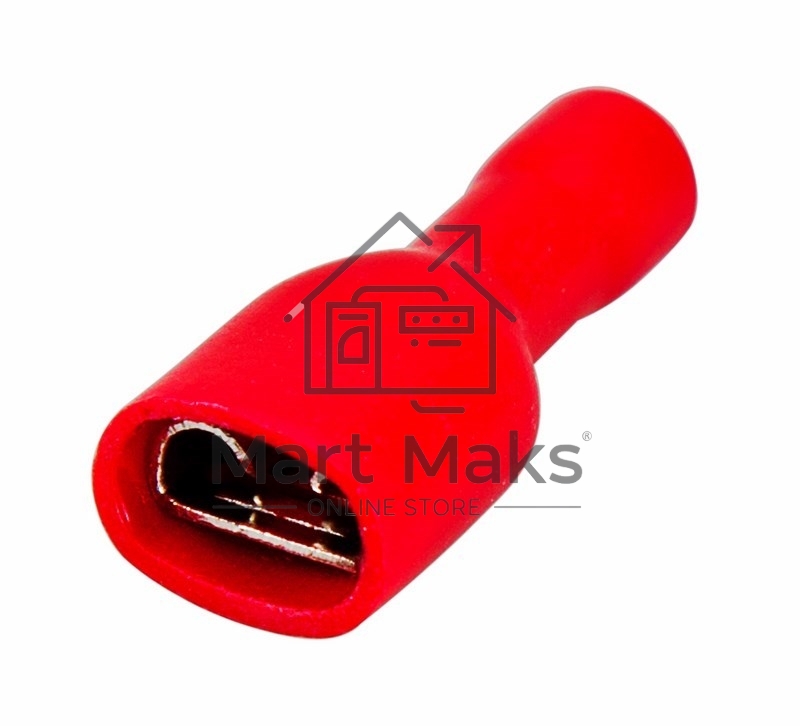 Клемма плоская Rexant, полностью изолированная гнездо - 7.4 мм, 0.5-1.5 мм², (РППи-м 1.5-(6.3)/FDFD1.25-250), в упак. 10 шт.