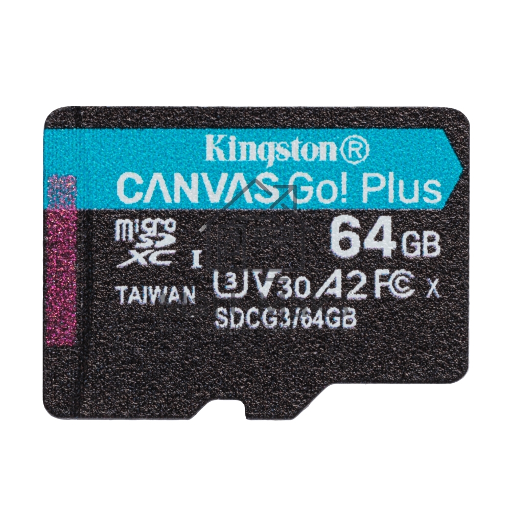 Флеш карта Kingston 64GB microSDXC Canvas Go Plus 170R A2 U3 V30 Single Pack w/o ADP EAN: 740617301175