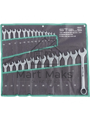 Набор ключей комбинированных 6-32 мм, 26 шт., CrV, матовый хром Stels