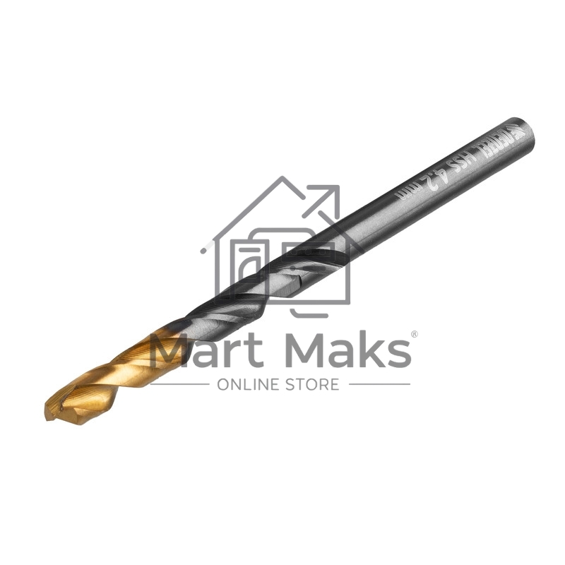 Сверло по металлу, 4,2 мм, HSS-Tin, Golden Tip, 10 шт. Denzel