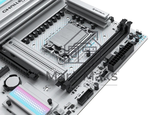 Материнская плата Maxsun MS-Challenger Z890M WIFI ICE, LGA1851, Intel Z890, 2xDDR5, 3xSATA, 2xM.2, 1xPCIe 5.0 x16, 1xPCIe 4.0 x4, 1xPCIe 3.0 x1, 1xDP, 1xHDMI, 1x2.5Gb LAN, Wi-Fi 6, Bluetooth 5.2, 1xUSB-C 40Gbps, 4xUSB-A 5Gbps, 2xUSB-A 2.0, 3x3.5 мм, mATX