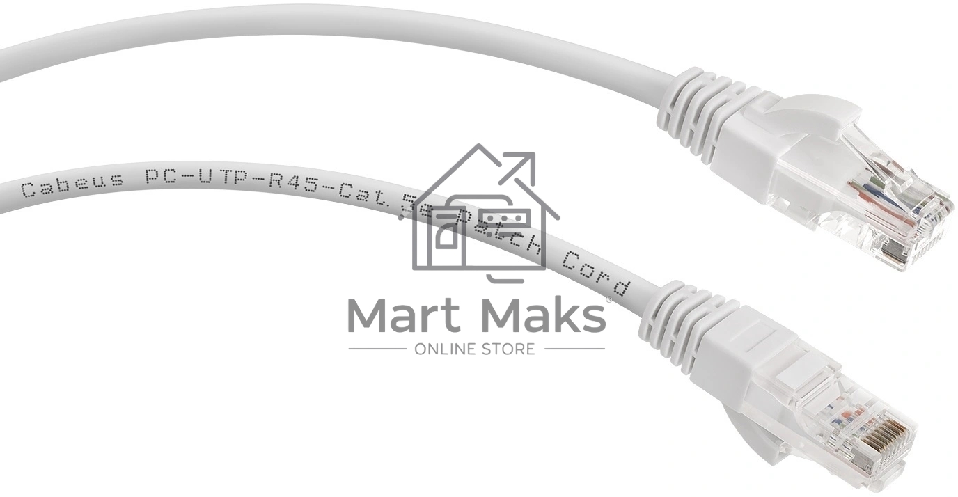 Шнур комм. Cabeus, кат. 5е, неэкр., U/UTP, RJ45/RJ45, PVC, AWG24, 0.5м, белый