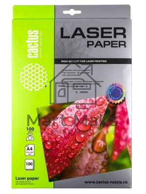 Фотобумага Cactus CS-LPA4100100 A4/100г/м2/100л./белый глянцевое для лазерной печати
