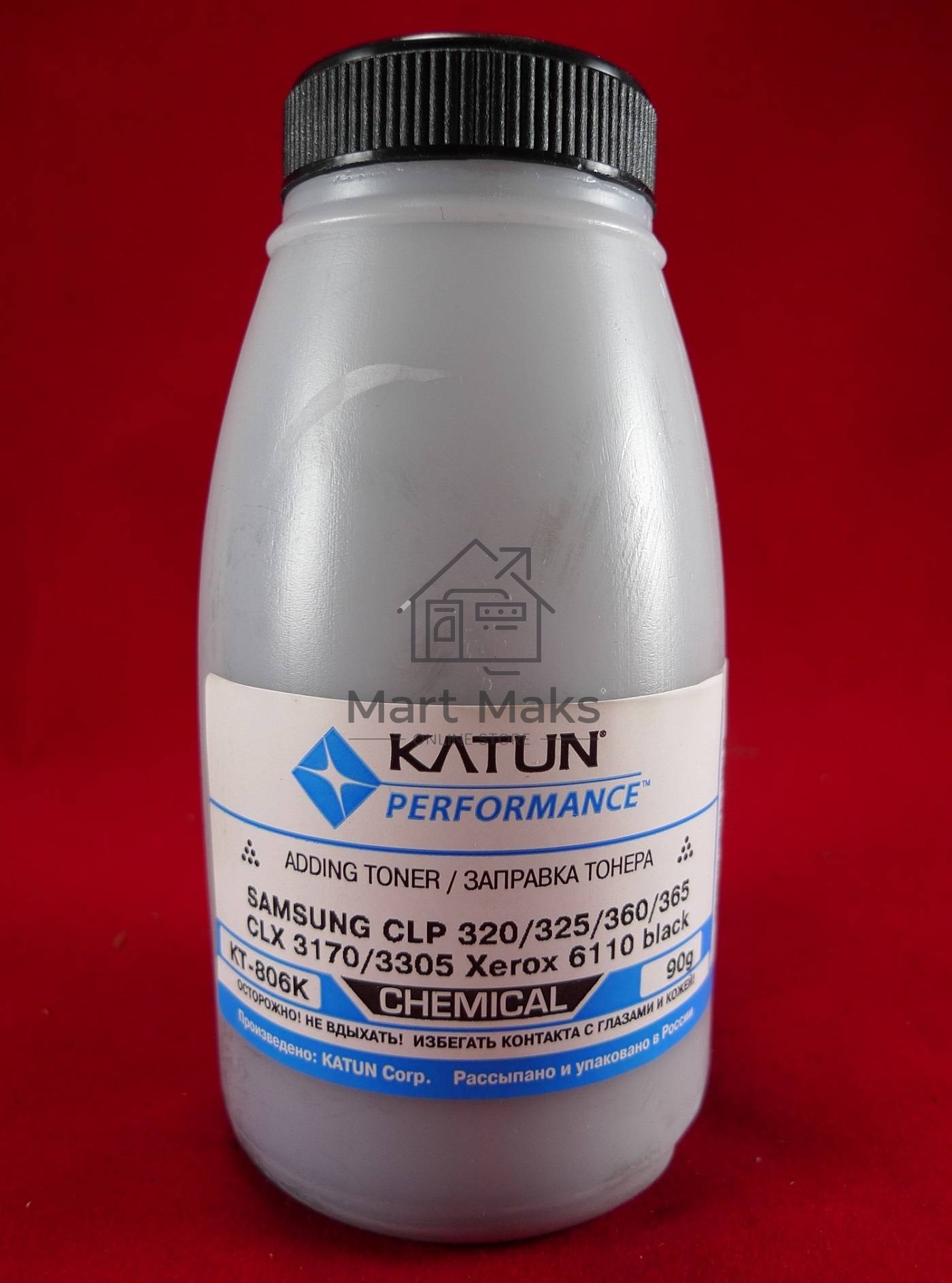 Тонер SAMSUNG CLP 320/325/360/365, CLX 3170/3305, Xerox 6110 black, химический (фл.90г.) Katun фас. Россия