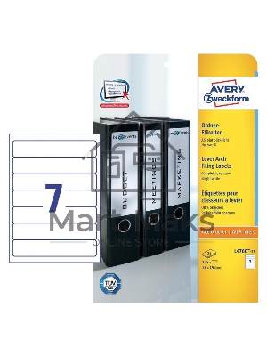 Этикетки Avery Zweckform L4760-25 A4 38x192мм 7шт на листе/80г/м2/25л./белый самоклей. универсальная