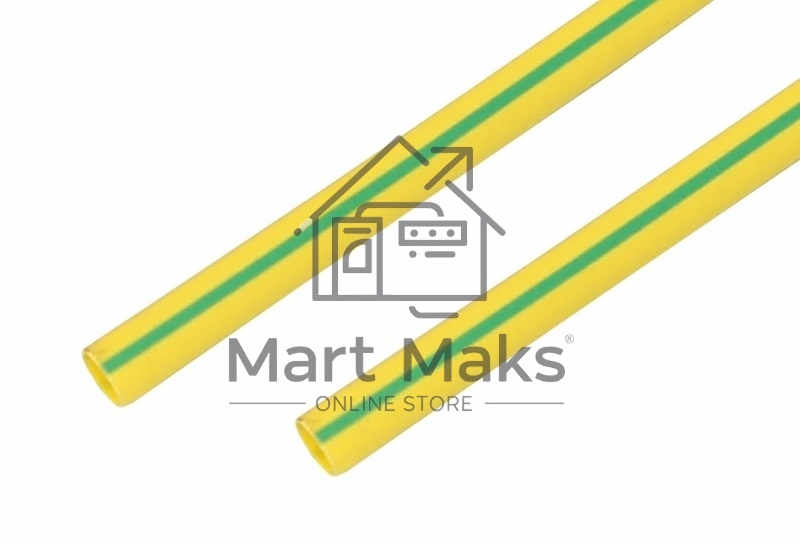 Термоусаживаемая трубка Rexant 20,0/10,0 мм, желто-зеленая, упаковка 10 шт. по 1 м