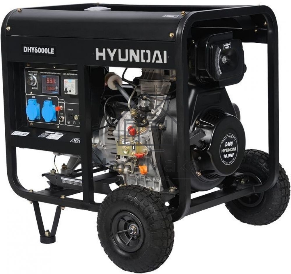 Электрогенератор дизельный Hyundai DHY 6000LE, 5.5 кВт, 77.5 дБ, 107 кг