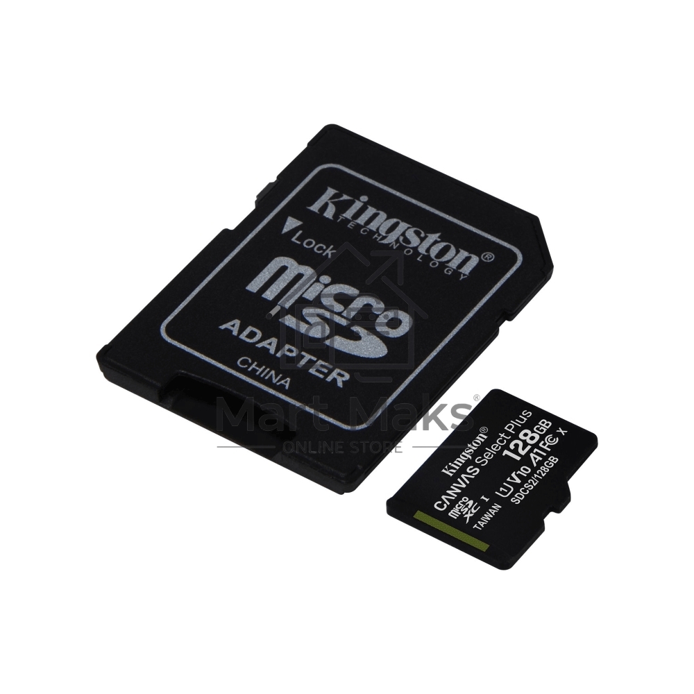 Флеш карта microSDHC 128GB microSDXC Kingston <SDCS2/128GB> Class10 UHS-I Canvas Select up to 100MB/s с адапт.