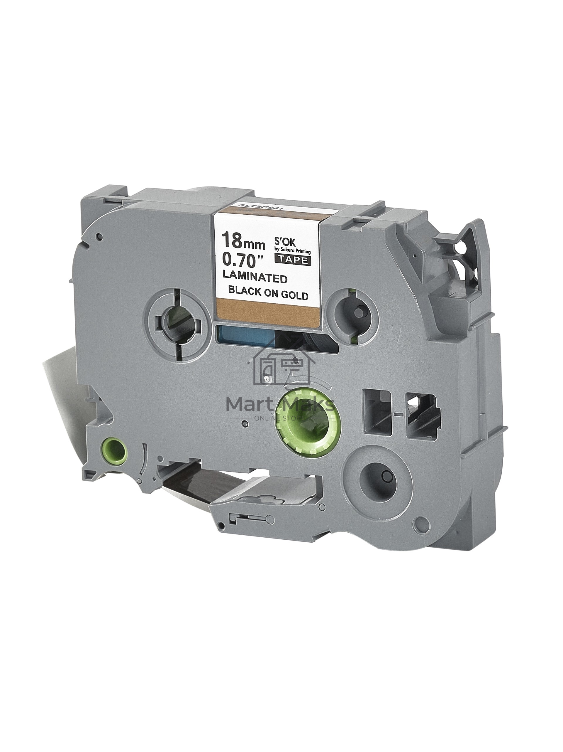 Кассета с лентой S'OK by Sakura Printing TZE841 для Brother, черный на золотом, 18мм/8м, наклейка