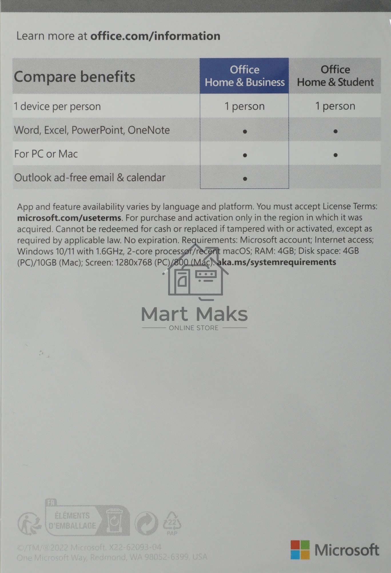 Офисное приложение Microsoft Office Home and Business 2021 Medialess P8 (T5D-03518)
