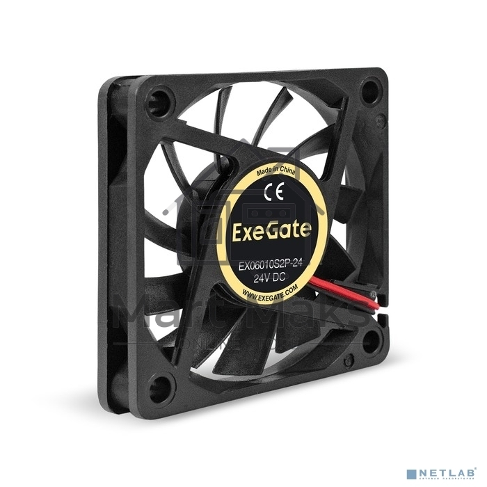 Вентилятор для корпуса ExeGate EX06010S2P-24 черный, 60 мм, 3000 об/мин, 24.1 дБ, 2 pin