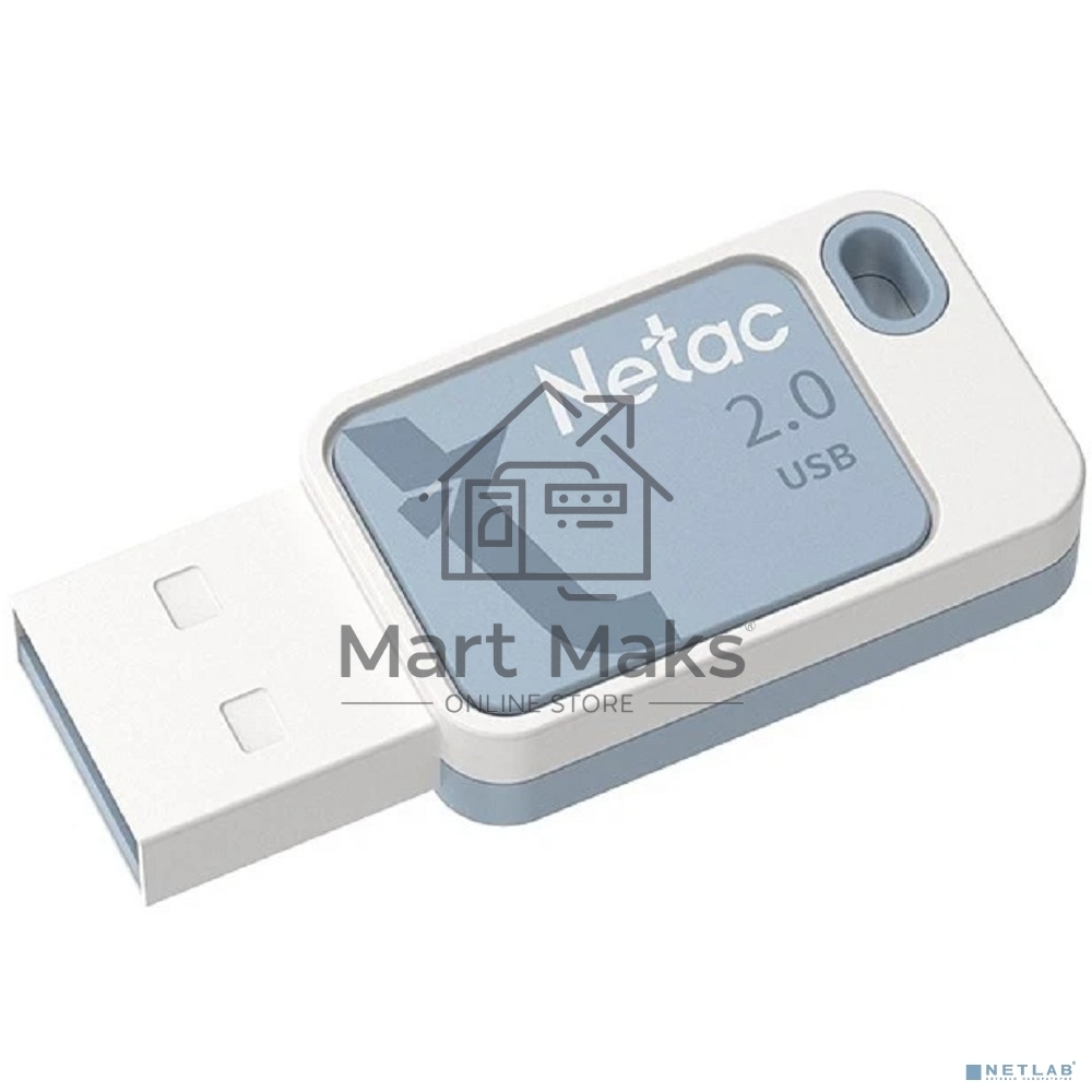 Флешка USB Netac UA31 (NT03UA31N-016G-20BL), 16Gb, USB 2.0, R/W 110/45, синий/белый