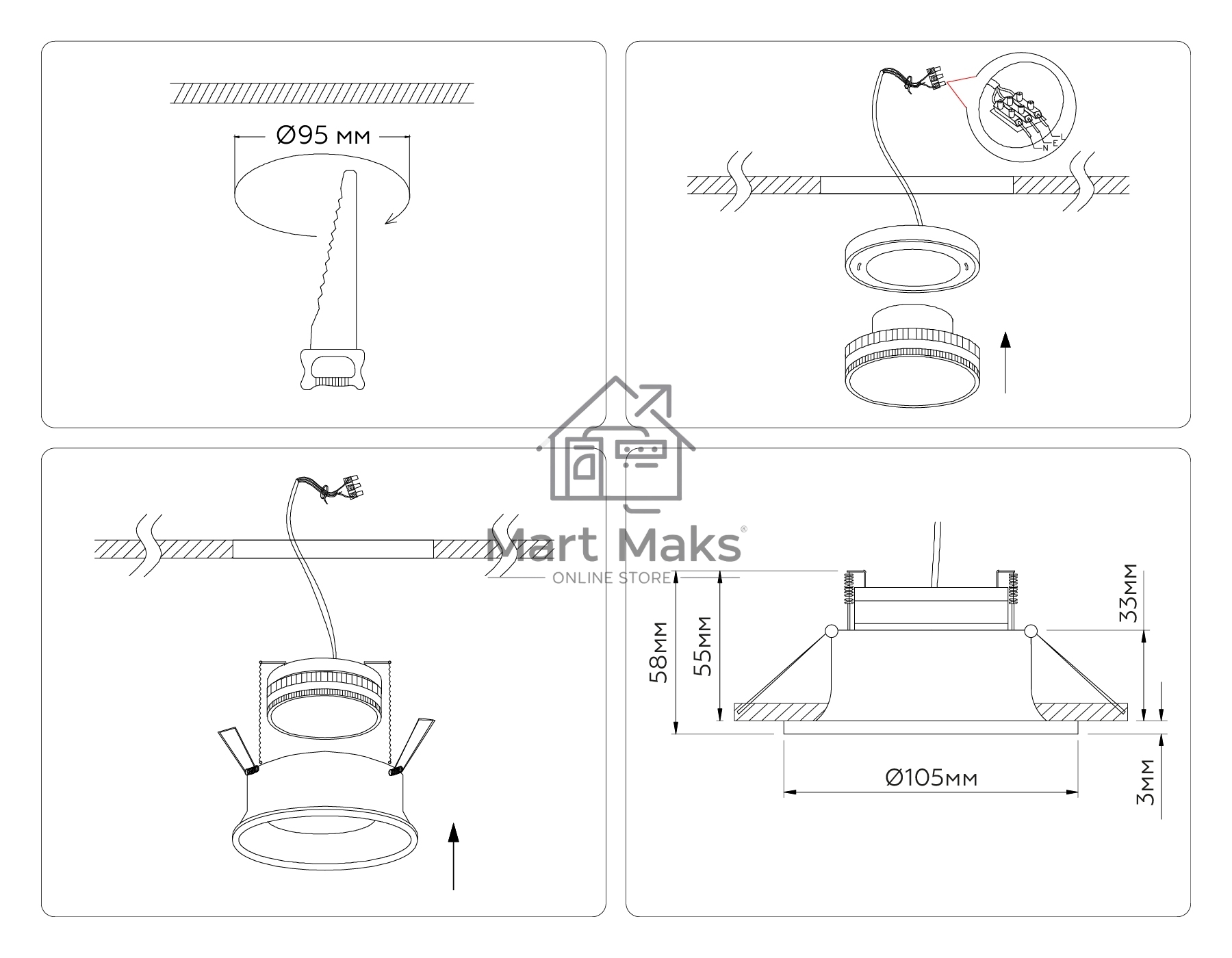 Светильник Ambrella light TN51813 WH белый GX53 max 15W D105*36