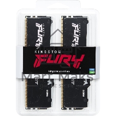 Оперативная память Kingston Fury Beast RGb, DDR5, 32Gb (2x16 Gb), 6000 MHz, CL30, радиатор, RGb, черный