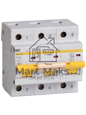 Выключатель автоматический ВА 47-100 3Р 10А 10 кА х-ка С IEK