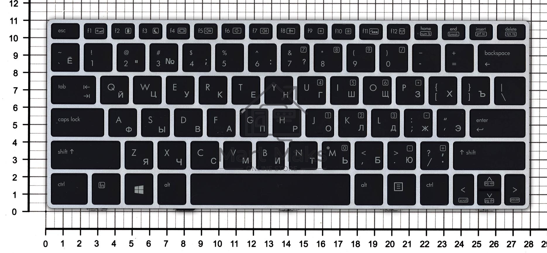 Клавиатура для ноутбука HP EliteBook Revolve 810 G1 черная с серой рамкой и подсветкой