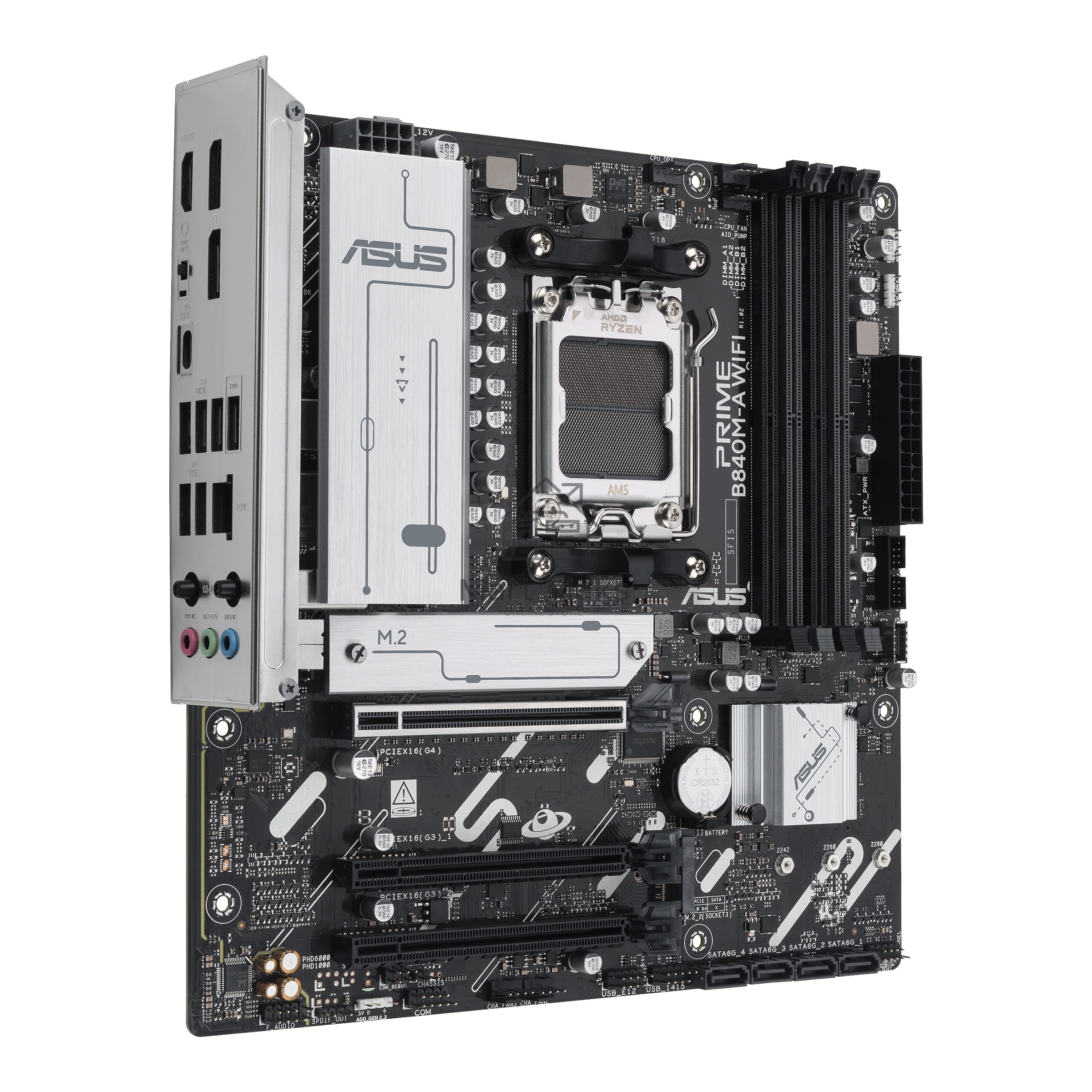 Материнская плата ASUS PRIME B840M-A WIFI, AM5, AMD B840, 4xDDR5, 4xSATA III, 3xM.2, 1xPCIe 4.0 x16, 2xPCIe 3.0 x16 (x1), 2xDP, 1xHDMI, 1x 2.5Gb LAN, Wi-Fi 6E, 2xUSB-A 10Gbps, 1xUSB-C 5Gbps, 4xUSB-A 2.0, 3x3.5 мм, 7.1, micro-ATX