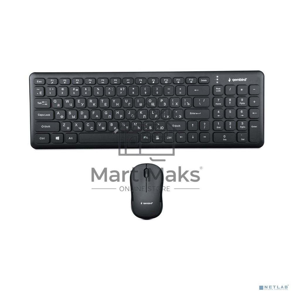 Комплект клавиатура+мышь беспроводные Gembird KBS-9200, 2.4ГГц
