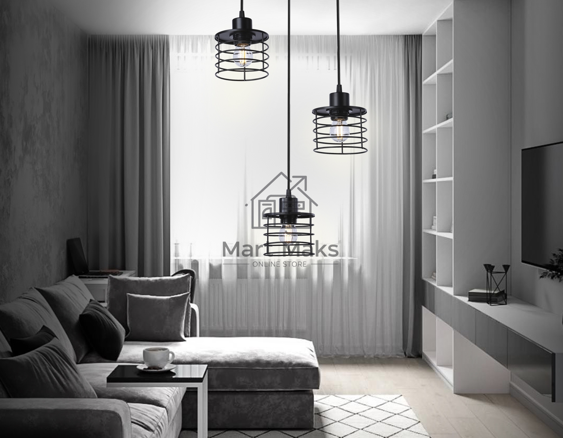 Светильник Ambrella light TR8081/3 BK черный E27*3 max 40W D372*1170