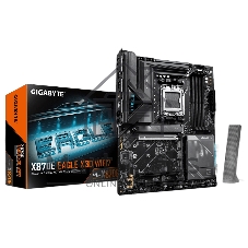 Материнская плата Gigabyte X870E EAGLE X3D WIFI7, AM5, AMD X870E, 4xDDR5, 4xSATA, 4xM.2, 1xPCIe 5.0 x16, 1xPCIe 4.0 x16, 1xPCIe 3.0 x16, 1xHDMI, 1x5Gb LAN, Wi-Fi 7, Bluetooth 5.4, 2xUSB-C 40Gbps (USB4), 1xUSB-C 10Gbps, 4xUSB-A 10Gbps, 4xUSB-A 5Gbps, 3x3.5 мм + S/PDIF оптический, 7.1, чёрный, с подсветкой, ATX