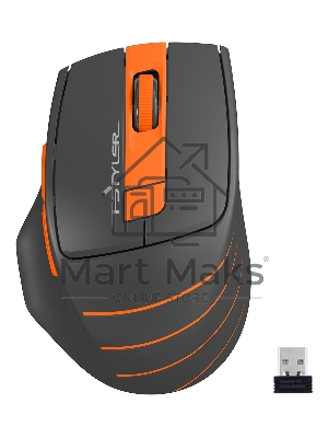 Мышь беспроводная A4Tech Fstyler FG30S серый/оранжевый, 2000 dpi, радиоканал, USB, кнопки - 6