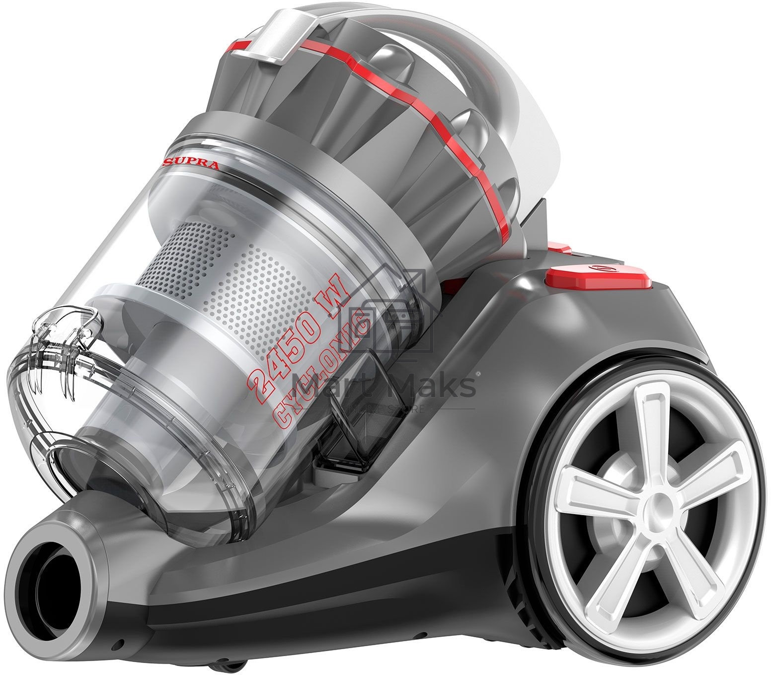 Пылесос SUPRA VCS-2525 серый/черный, 420/2450 Вт, уборка сухая, пылесборник контейнер 3.5 л
