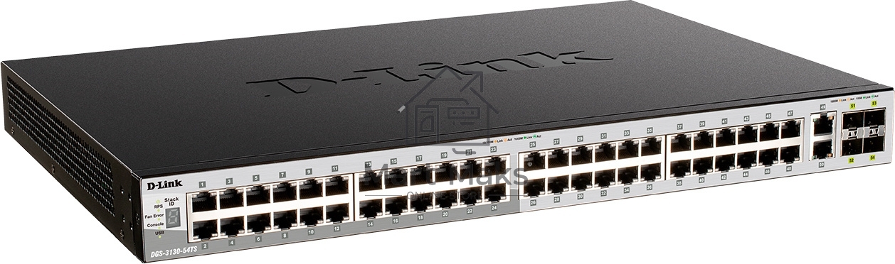 Коммутатор DGS-3130-54S Managed L3 Stackable Switch 48x1000Base-X SFP, 2x10GBase-T, 4x10GBase-X SFP+, CLI, 1000Base-T Management, RJ45 Console, USB, RPS, Dying Gasp