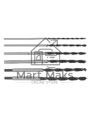 Набор сверл по дереву Sparta 6-8-10-12-13-14 мм, L 300 мм, 6 шт., цилиндрический хвостовик