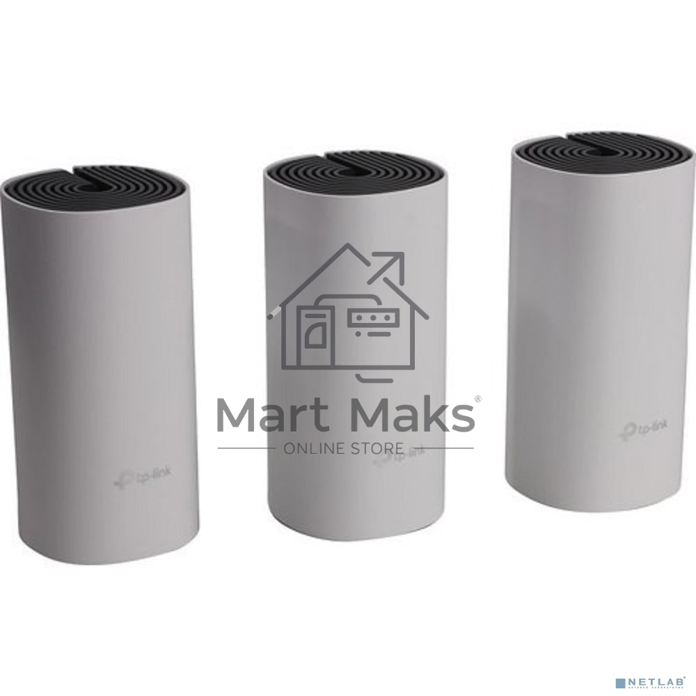 Домашняя Mesh Wi-Fi система TP-Link Deco E4 (3-Pack), 1167Мбит/с (5 ГГц: до 867 Мбит/с + 2,4 ГГц: до 300 Мбит/с), 2 порта 100 Мбит/с, 2 встроенные антенны на каждом модуле Deco