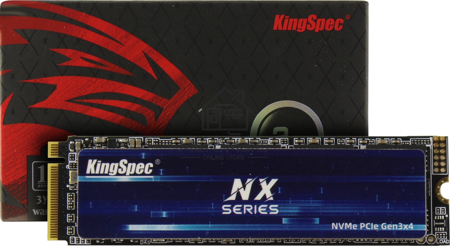 Накопитель SSD KingSpec NX-2TB, 2000GB, PCIe 3.0 x4, M.2 2280, NVMe, R/W 3400/3100