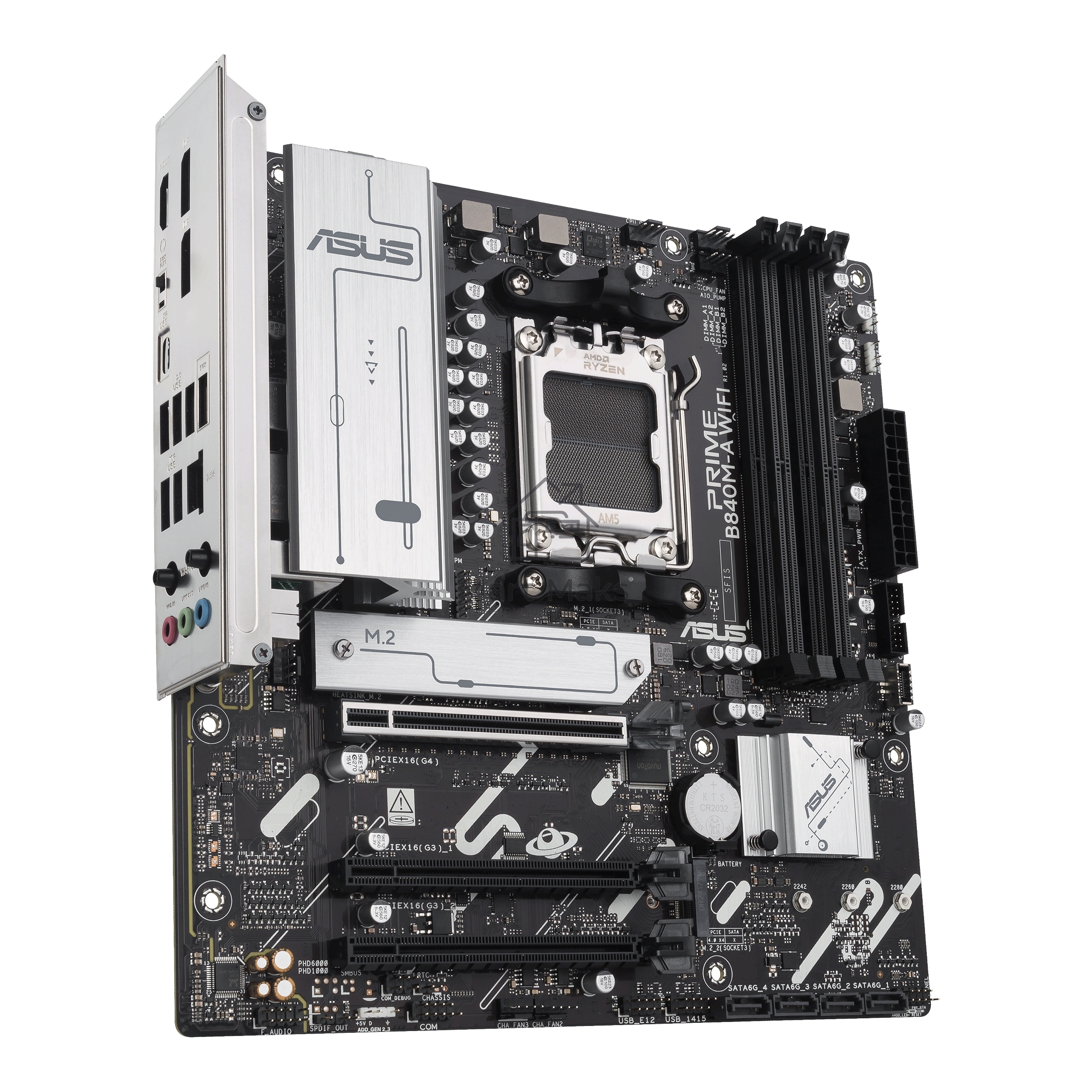Материнская плата ASUS PRIME B840M-A WIFI, AM5, AMD B840, 4xDDR5, 4xSATA III, 3xM.2, 1xPCIe 4.0 x16, 2xPCIe 3.0 x16 (x1), 2xDP, 1xHDMI, 1x 2.5Gb LAN, Wi-Fi 6E, 2xUSB-A 10Gbps, 1xUSB-C 5Gbps, 4xUSB-A 2.0, 3x3.5 мм, 7.1, micro-ATX
