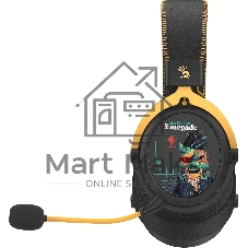 Гарнитура Bloody MR595 Renegade чёрный, беспроводная + проводная, Bluetooth/радиоканал/USB-C, до 135 ч, подсветка, съёмный микрофон