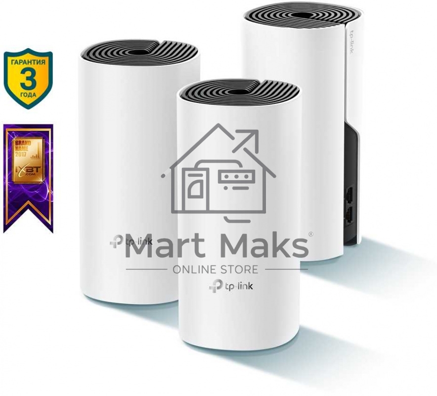 Бесшовный Mesh роутер TP-Link Deco M4 (DECO M4(3-PACK)) AC1200 10/100/1000BASE-TX (упак.:3шт)