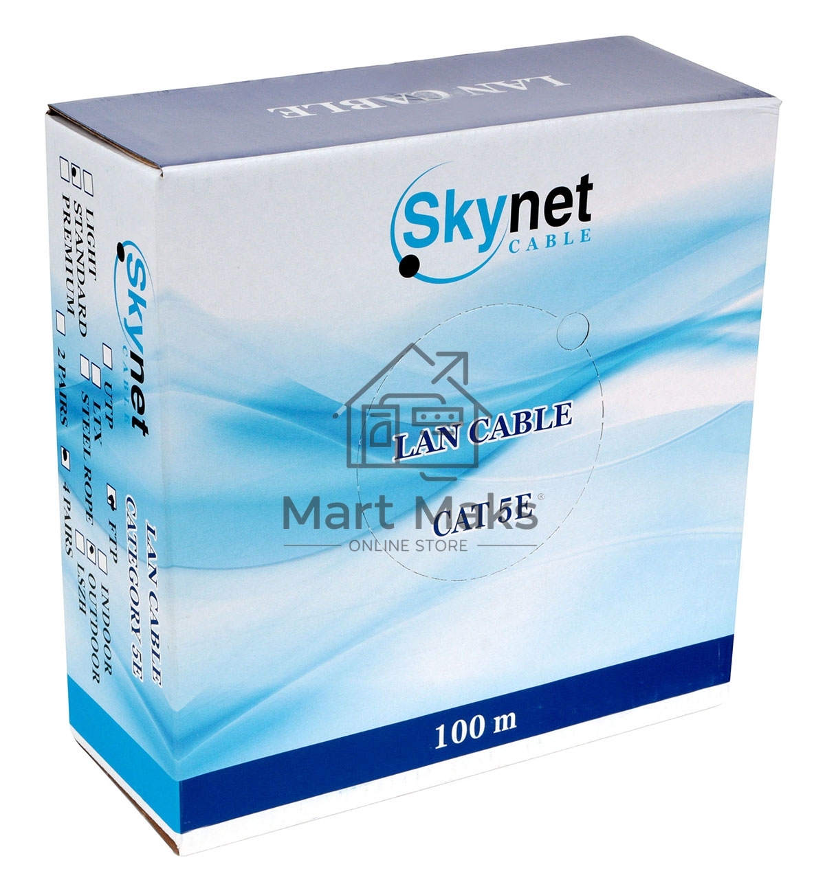 Кабель SkyNet Standart FTP outdoor 4x2x0,48, медный, FLUKE TEST, кат.5e, однож., 100 м, box, черный