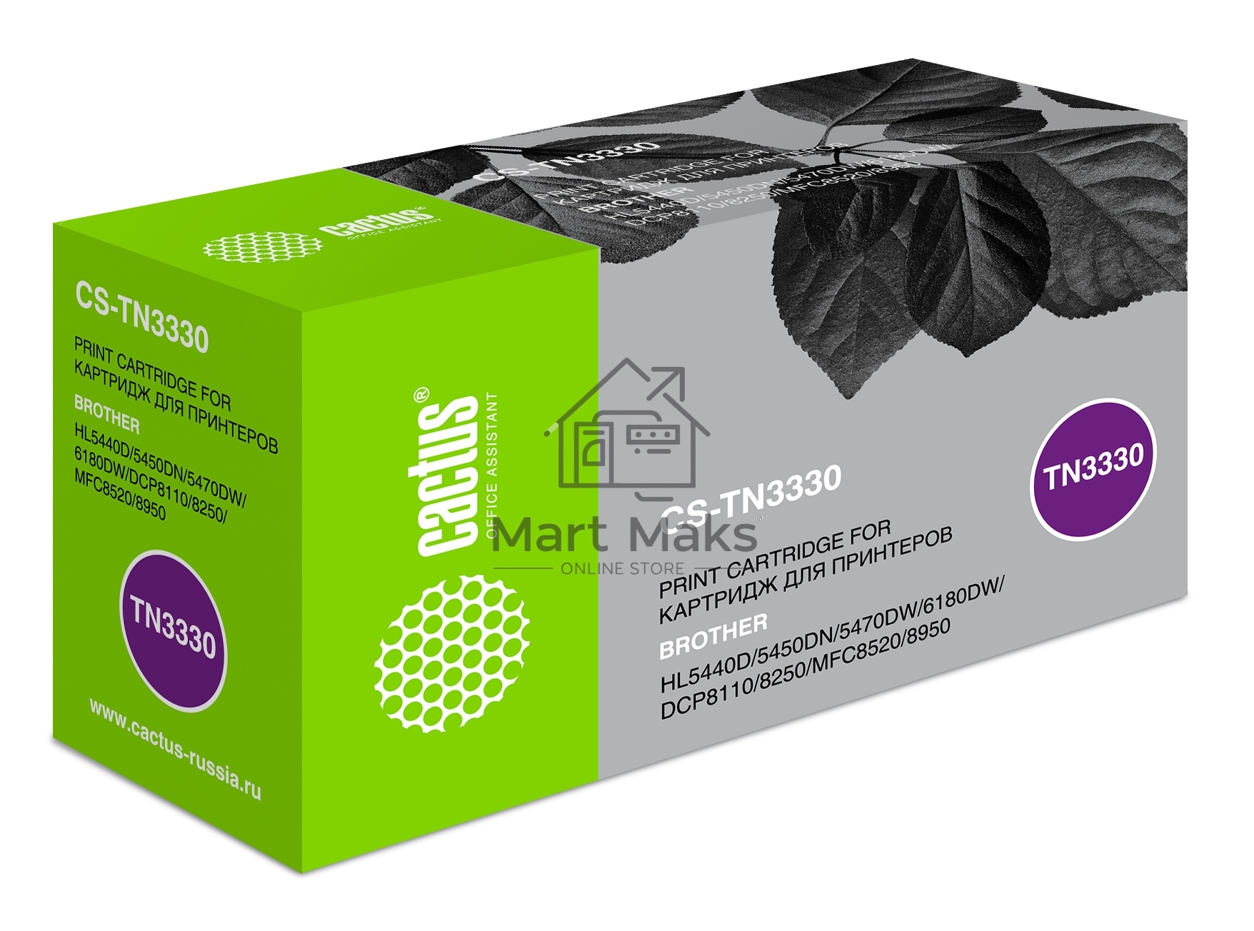 Картридж лазерный Cactus CS-TN3330 черный (3000 стр.) для Brother HL-5440D/5450DN/5470DW/6180DW/DCP8110/8250/MFC-8520/8950