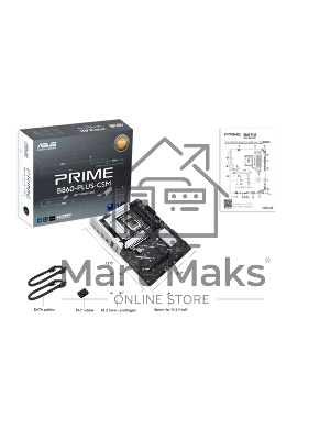 Материнская плата ASUS PRIME B860-PLUS-CSM, LGA 1851, Intel B860, 4xDDR5, 4xSATA, 3xM.2, 1xPCIe 5.0 x16, 1xPCIe 4.0 x16, 1xHDMI, 1xDP, 1x2.5Gb LAN, 2xUSB 2.0, 1xUSB 3.2 Gen 1, 2xUSB 3.2 Gen 2, 1xUSB-C 3.2 Gen 2x2, 3x3.5 мм, 7.1, ATX